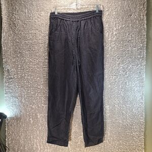 Wrap London 100% Linen Pants Size 6 Black Pockets Straight Leg